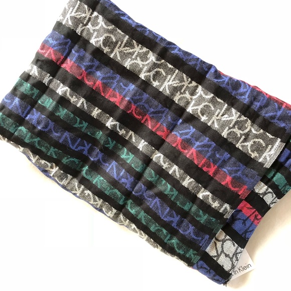 🆕NWT CALVIN KLEIN “Tea” multicolored logo scarf - Picture 7 of 8